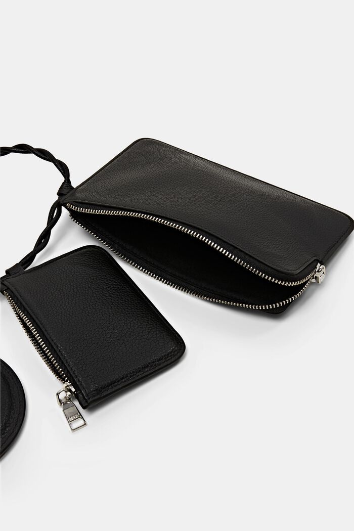 Leather multi-pouch purse, BLACK, detail image number 3