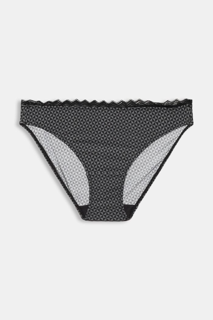 Recycled: printed hipster briefs, BLACK, overview