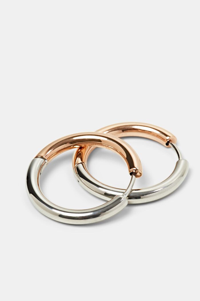 ESPRIT - Bi-color hoop earrings, stainless steel at our online shop