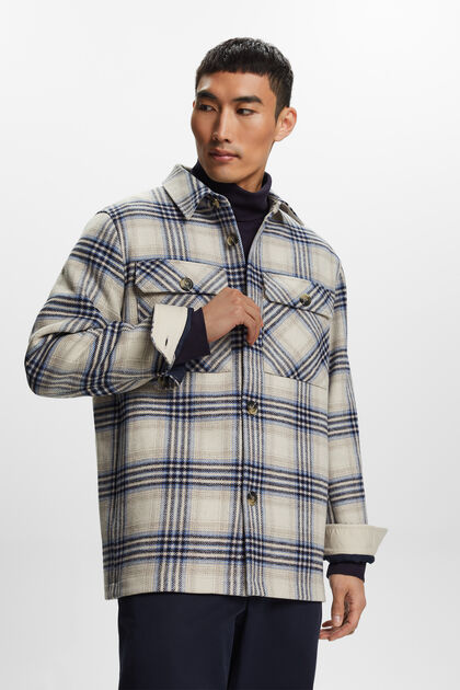 Checkered Wool Blend Overshirt