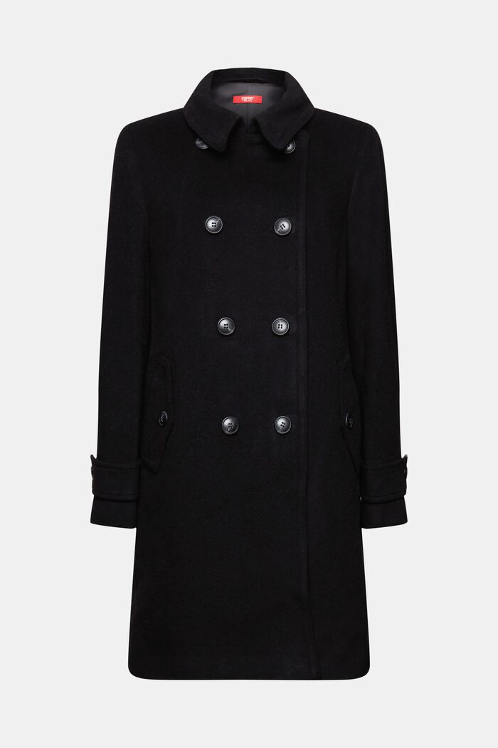Recycelt: wool blend coat with cashmere, BLACK, detail image number 6