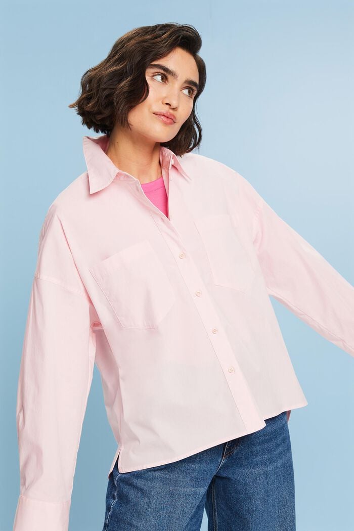 Cotton-Poplin Button-Up Shirt, PASTEL PINK, detail image number 4