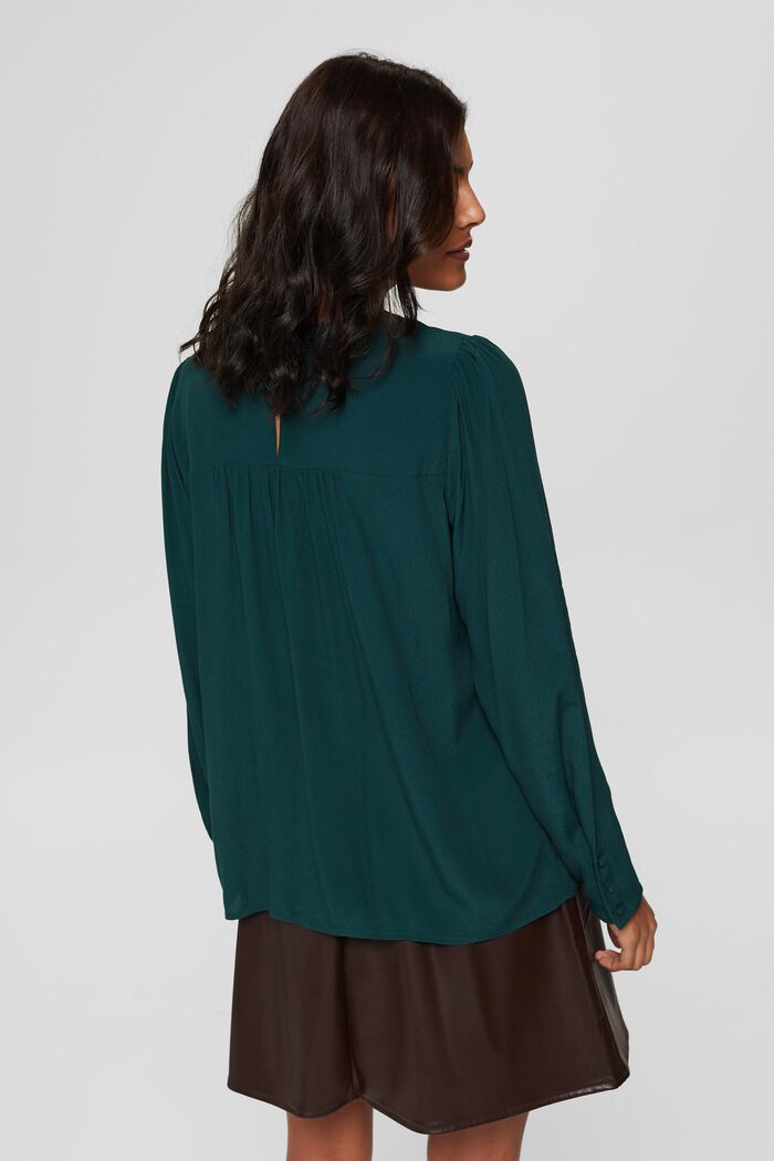 Blouse with gathers, LENZING™ ECOVERO™, DARK TEAL GREEN, detail image number 3