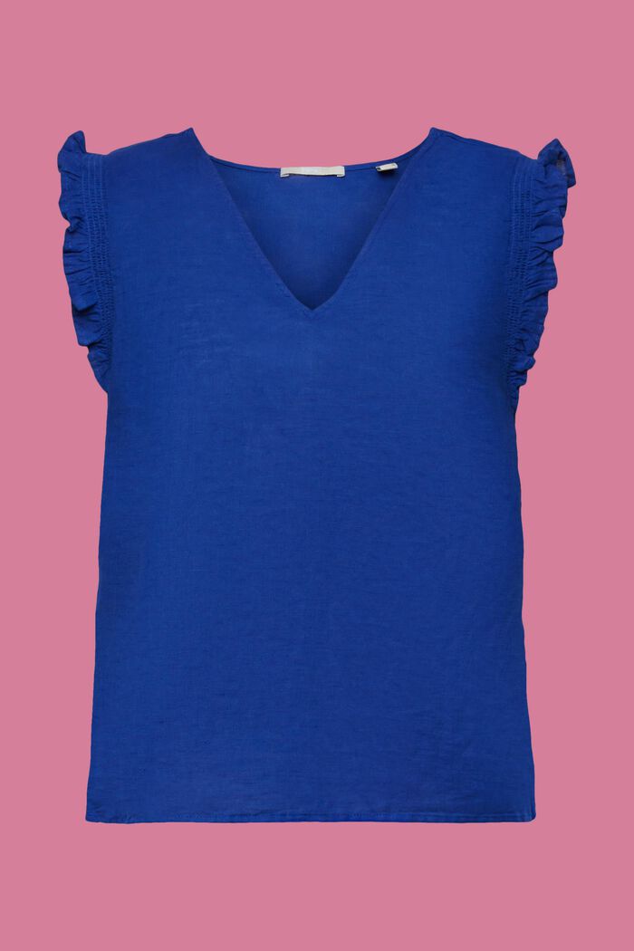 Sleeveless linen blend blouse, INK, detail image number 7
