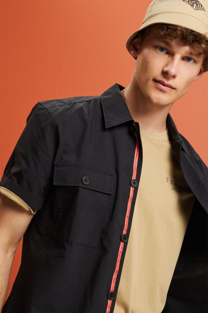 Short sleeve shirt, cotton blend, BLACK, detail image number 4