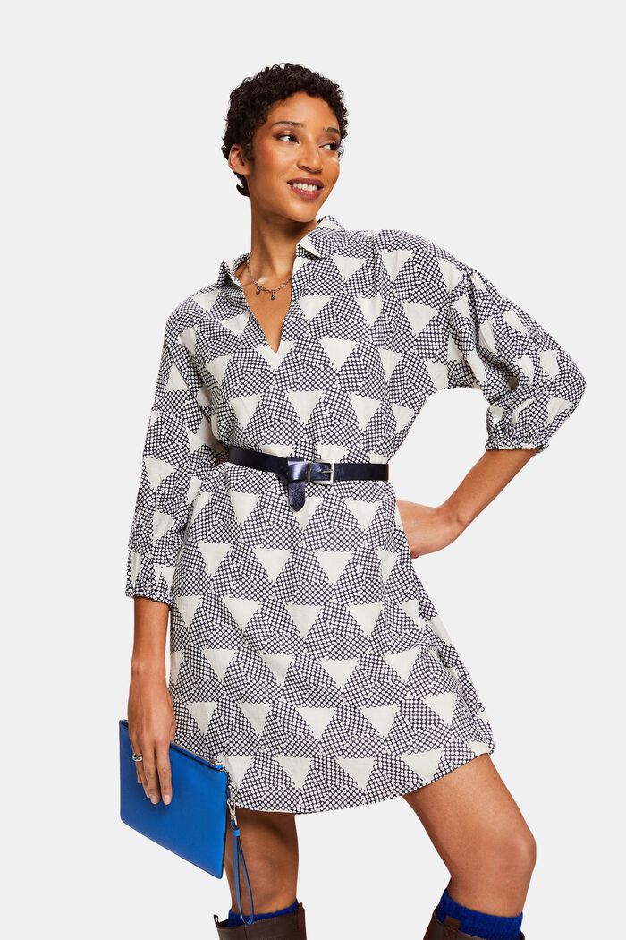 Patterned dress, LENZING™ ECOVERO™, DARK BLUE, detail image number 0