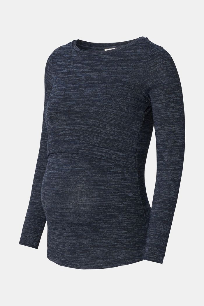 Long-sleeved top with nursing function