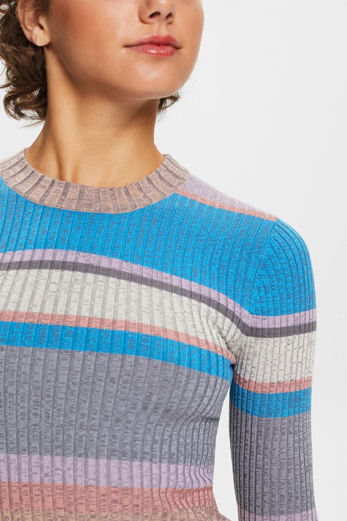 Striped rib knit jumper, LENZING™ ECOVERO™, BLUE, detail image number 2