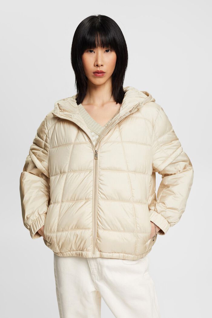 Puffer jacket with detachable sleeves, LIGHT TAUPE, detail image number 0