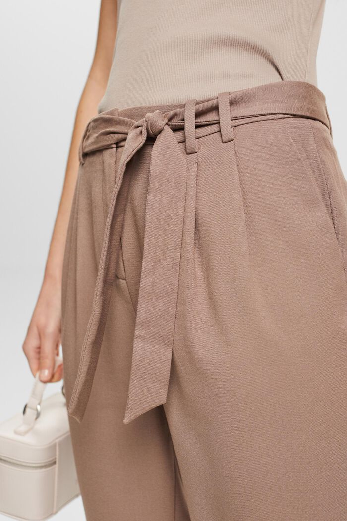 Chinos with a high-rise waistband and a belt, TAUPE, detail image number 3
