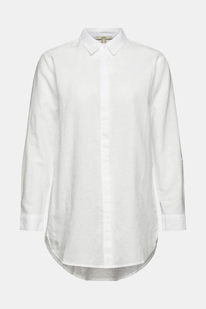 Linen blend oversized blouse, WHITE, detail image number 4