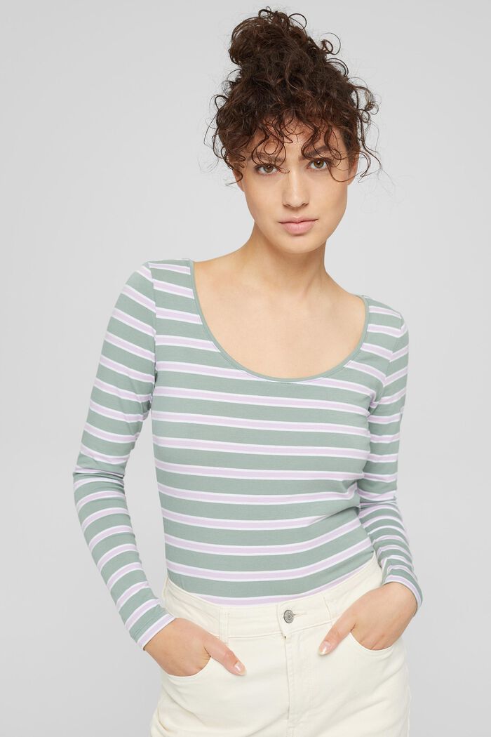 Long sleeve top with stripes, organic cotton