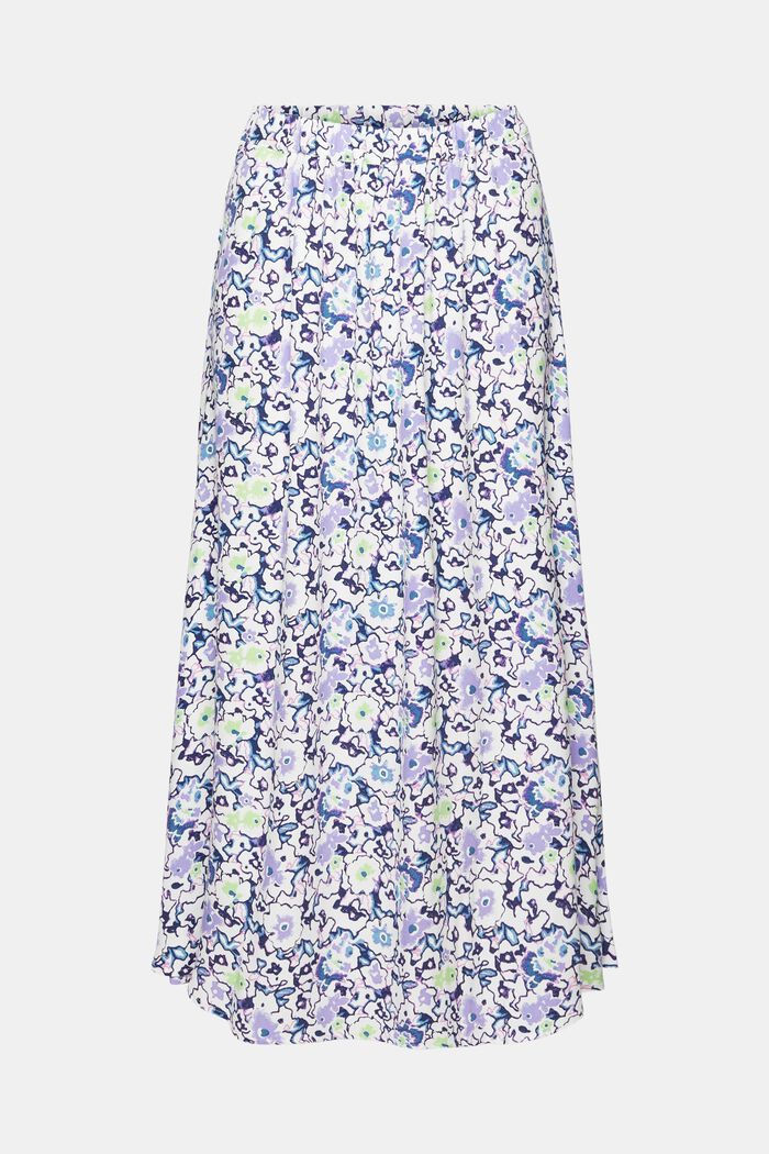 Midi skirt with all-over floral pattern, WHITE, detail image number 5