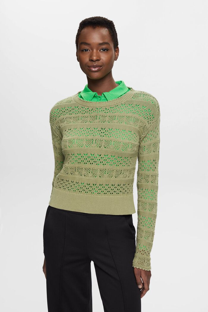 Structured sustainable cotton jumper, LIGHT KHAKI, detail image number 0