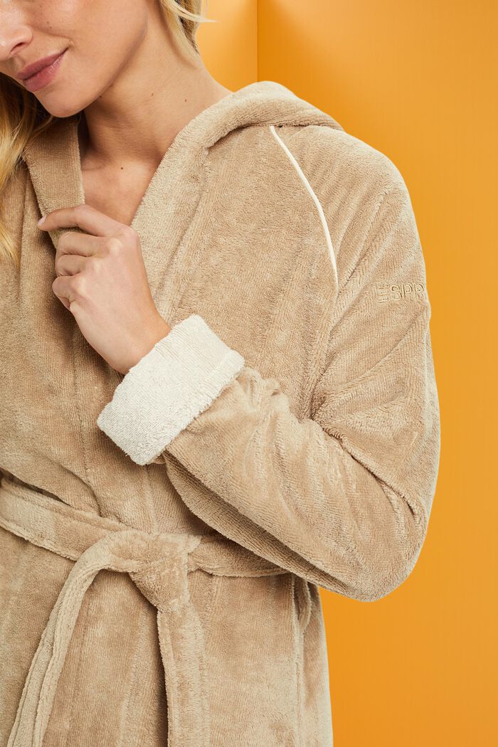 Terry cloth bathrobe with hood, MOCCA, detail image number 2