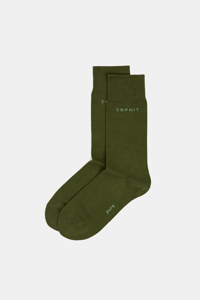 2-Pack Socks, Organic Cotton, OLIVE, detail image number 0