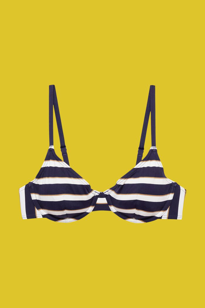 Underwired striped bikini top, NAVY, detail image number 4