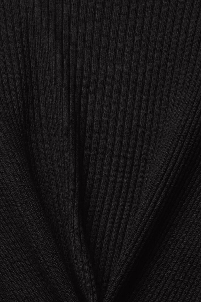 Recycled: ribbed cardigan with handkerchief hem, BLACK, detail image number 5