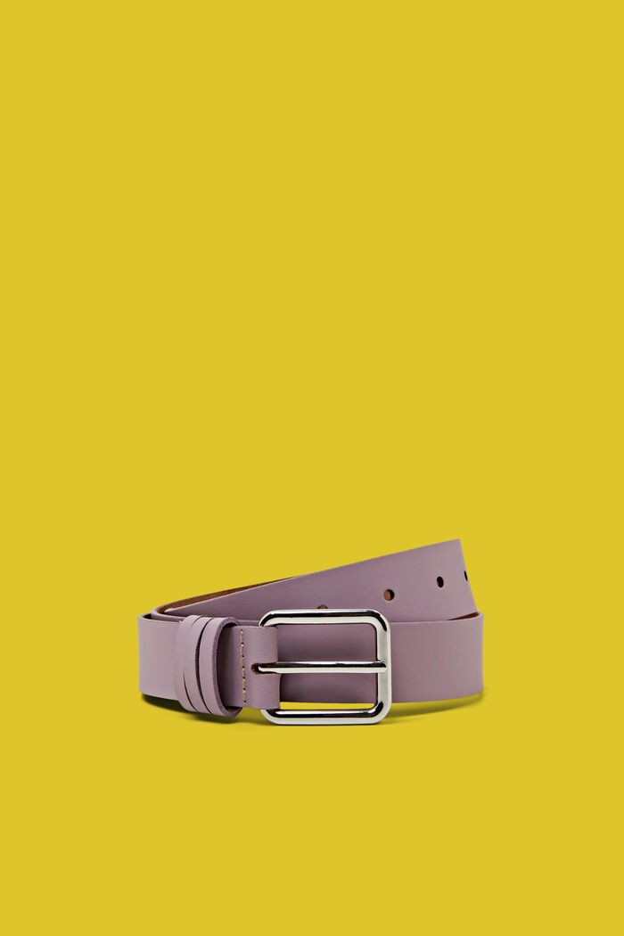 Leather belt with metal buckle, LILAC, detail image number 0