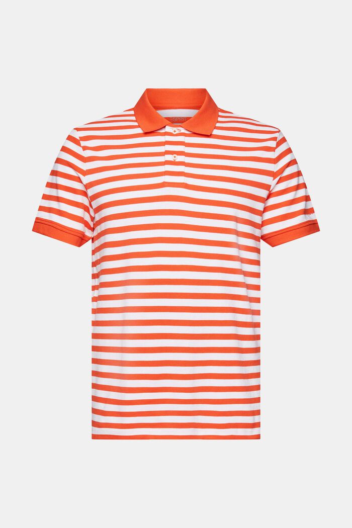 Striped slim fit polo shirt, ORANGE RED, detail image number 6