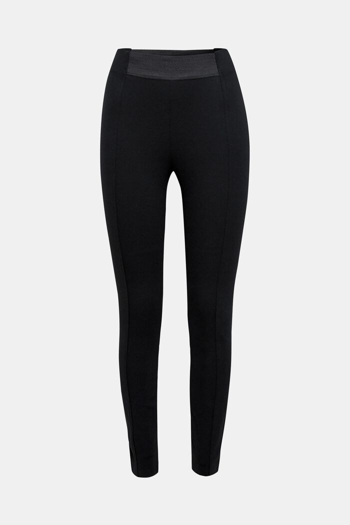 Stretch trousers made of punto jersey, BLACK, overview