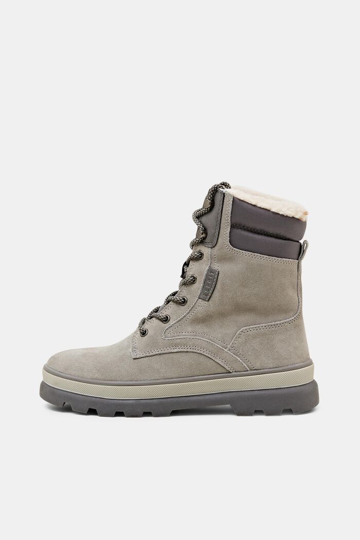 Suede Lace-Up Boots, GREY, detail image number 0