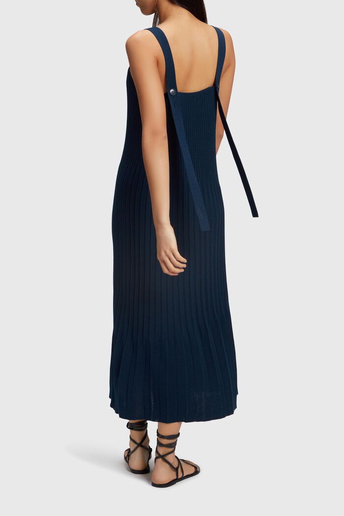 Pleated strap dress, NAVY, detail image number 1
