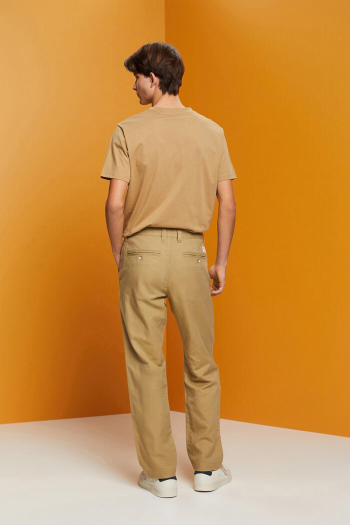 Cotton and linen blended trousers, KHAKI BEIGE, detail image number 3