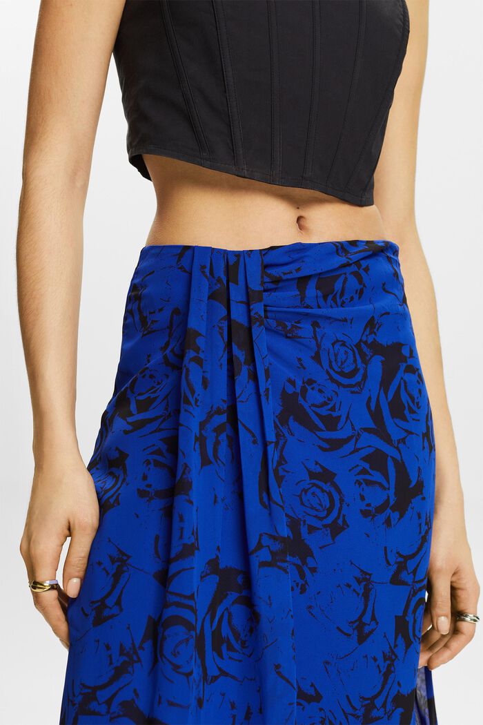 Printed Gathered Chiffon Skirt, BRIGHT BLUE, detail image number 3