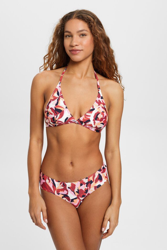 Hipster-style bikini bottoms with floral print, DARK RED, detail image number 1