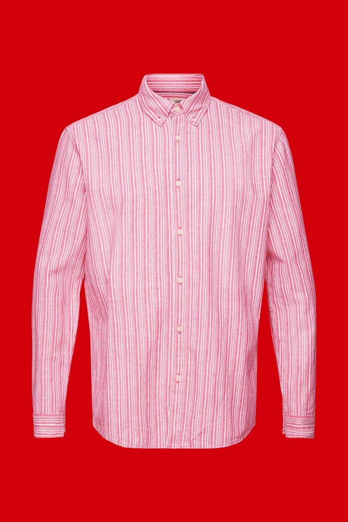 Striped shirt with linen, DARK PINK, detail image number 6