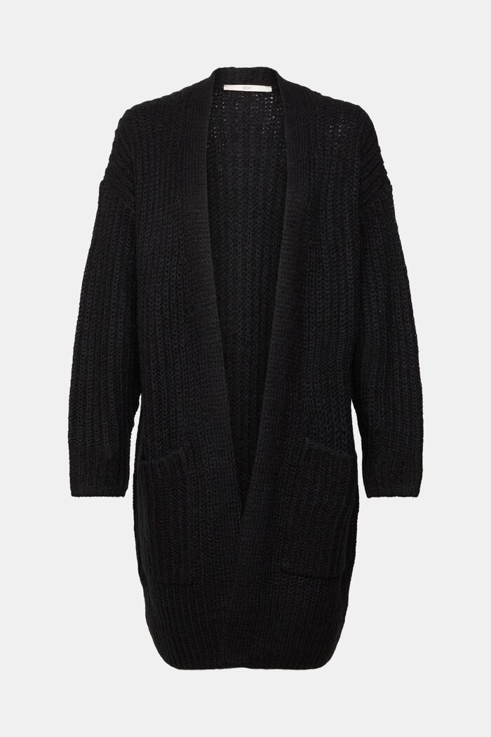 Knit cardigan with wool, BLACK, detail image number 2