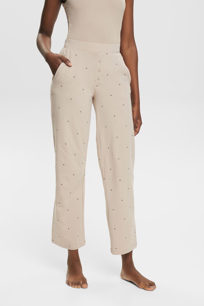 Pyjama bottoms with print, LIGHT TAUPE, detail image number 0