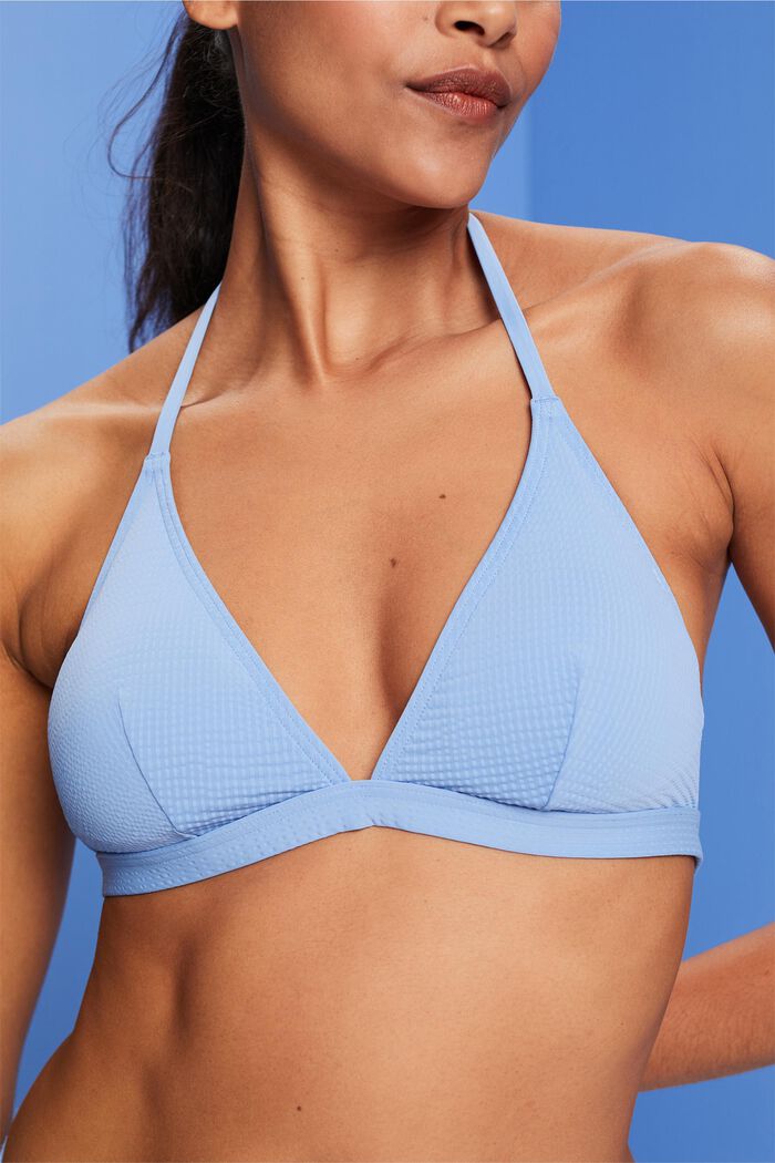 Recycled: padded triangle bikini top, LIGHT BLUE LAVENDER, detail image number 1