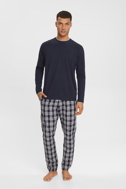 Pyjamas with checked trousers