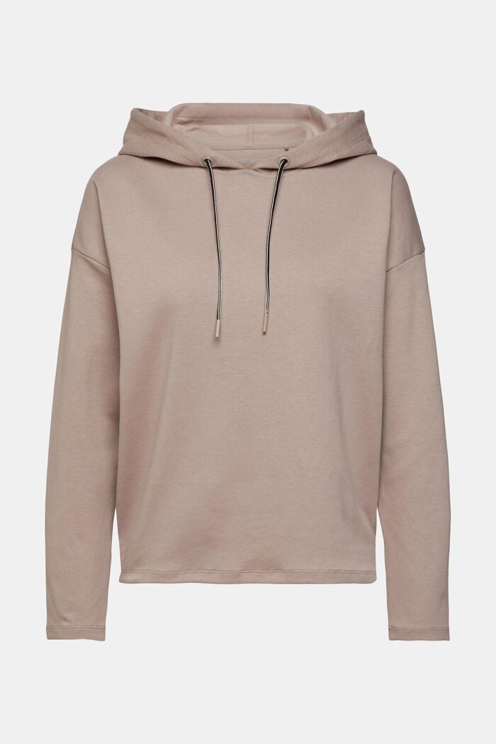 Sweatshirt hoodie, organic cotton blend, BEIGE, overview