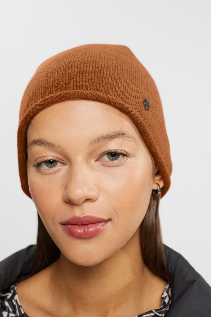 Wool-cashmere blend beanie hat