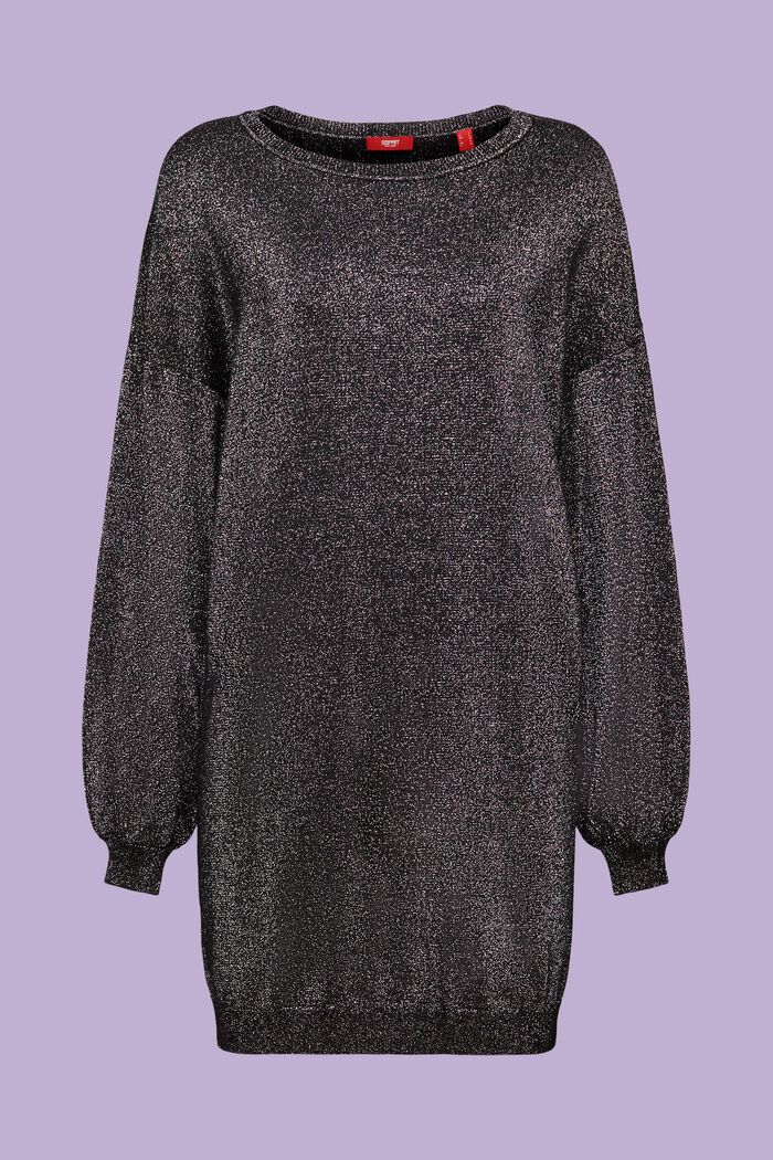 Knitted Glitter Mini Dress, LENZING™ ECOVERO™, BLACK, detail image number 6