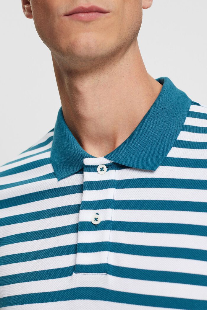 Striped slim fit polo shirt, PETROL BLUE, detail image number 2