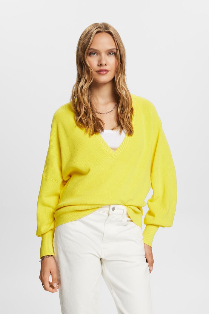Batwing jumper, 100% cotton, LIGHT YELLOW, detail image number 0