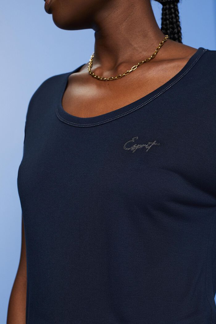 T-shirt with sequin details, LENZING™ ECOVERO™, NAVY, detail image number 2