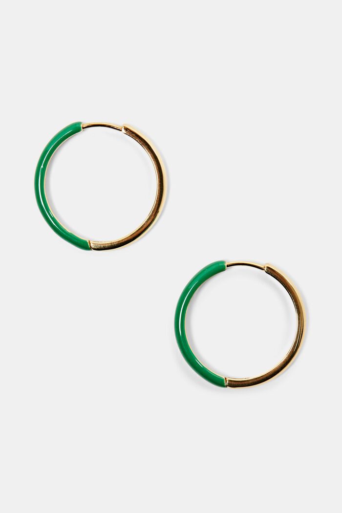 Two-Tone Mini Hoop Earring, GREEN, detail image number 0