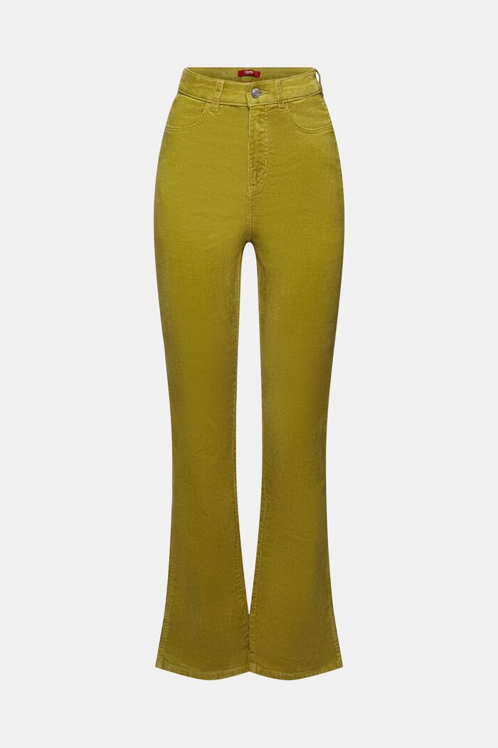 High-Rise Bootcut Fit Corduroy Trousers, PISTACHIO GREEN, detail image number 5