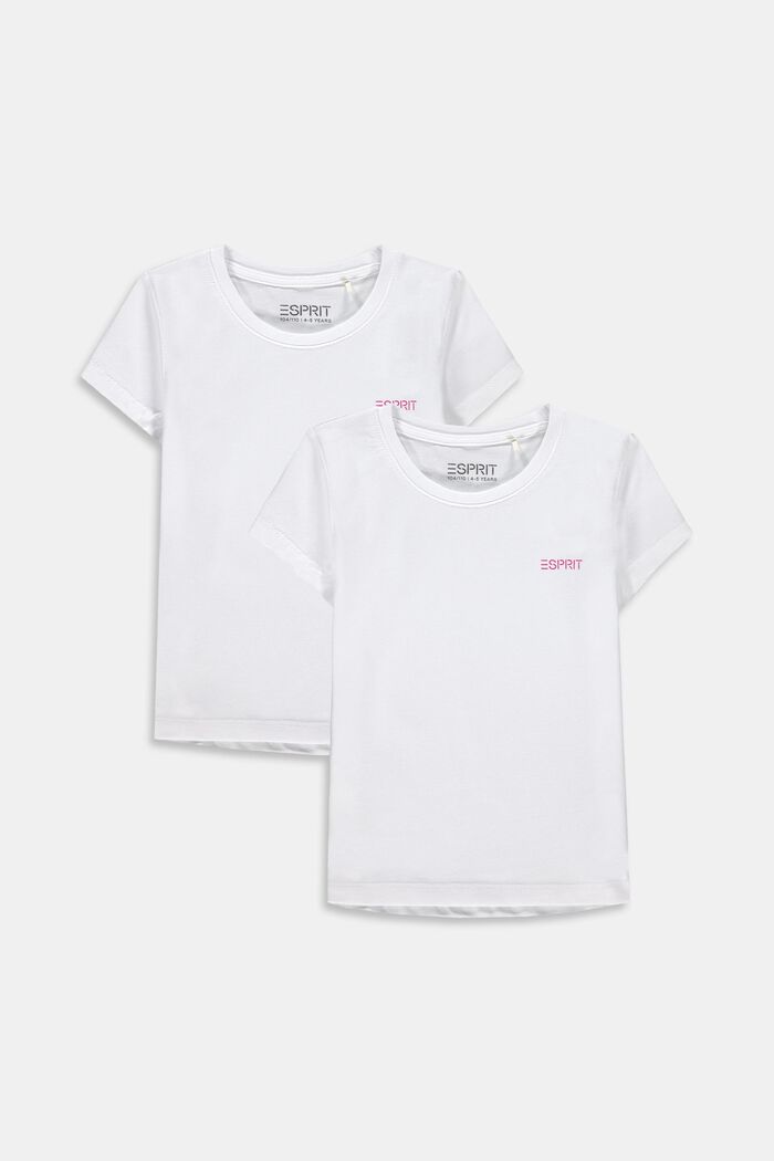 Double pack of stretch cotton T-shirts, WHITE, detail image number 0