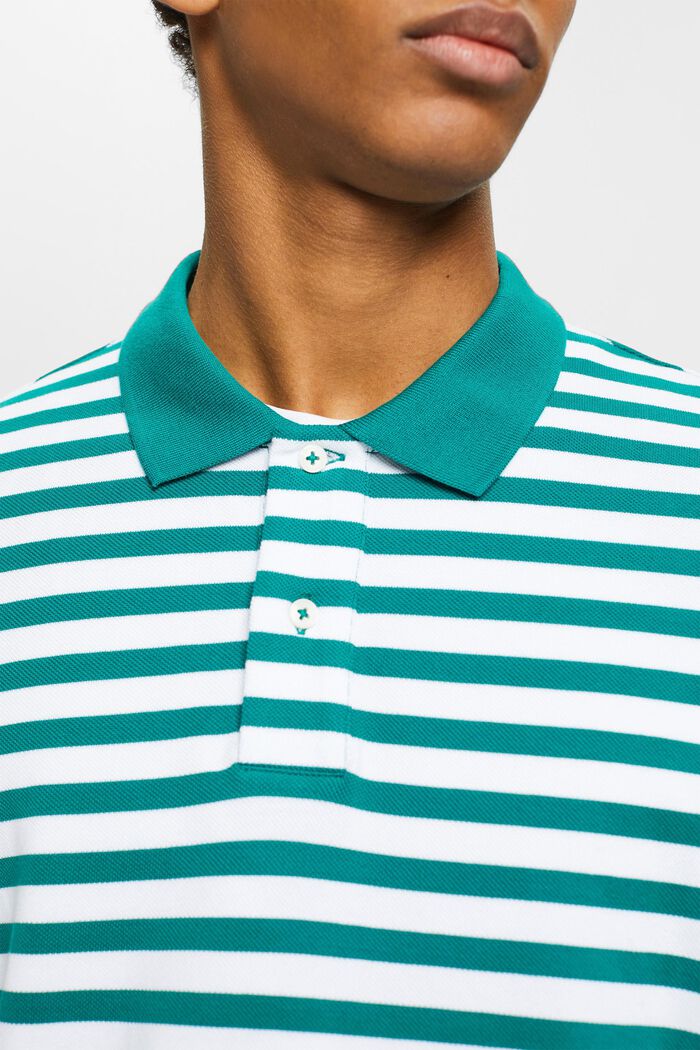 Striped slim fit polo shirt, EMERALD GREEN, detail image number 2