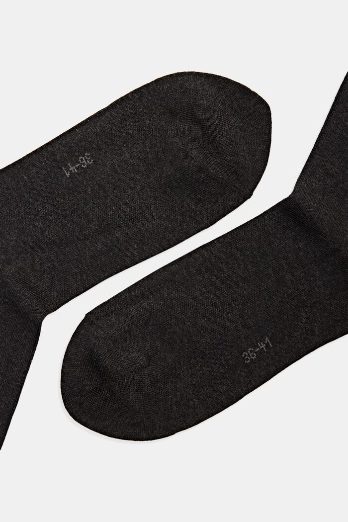 Pack of 5 plain socks, organic cotton, ANTHRACITE MELANGE, detail image number 1