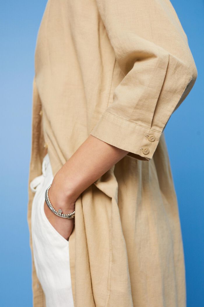 Belted shirt dress, linen-cotton blend, SAND, detail image number 4