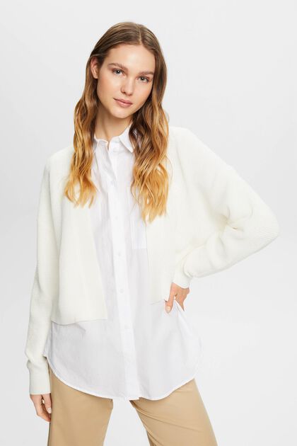 Open knitted Cardigan, OFF WHITE, overview