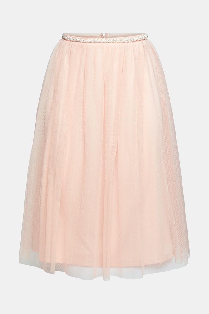 Tulle skirt with faux pearls on the waistband