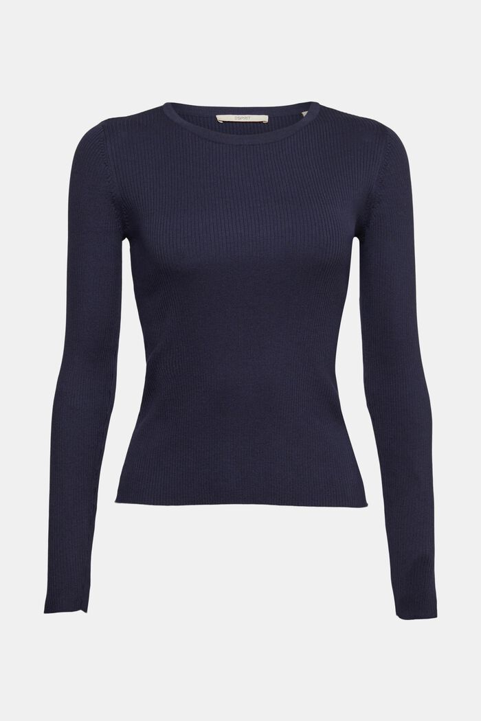Jumper with a ribbed finish, NAVY, detail image number 2